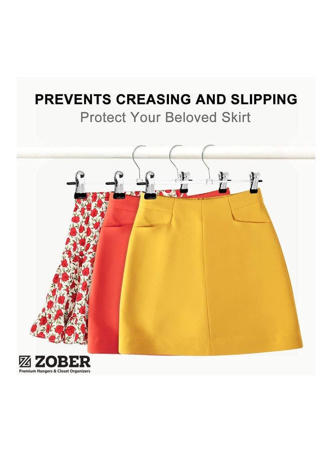 ZOBER High Grade Metal Hangers With 2 Clips Pack Of 25 Non-Slip Adjustable Clips For Trousers, Pants, Skirts 12 Inch Black/Silver 30cm Black/Silver 30cm - Image 5