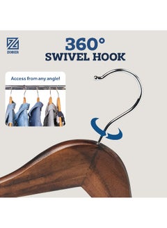 Wooden Hangers 20 Pack - Non Slip Wood Clothes Hanger For Suits Pants Jackets W Bar And Cut Notches - Heavy Duty Clothing Hanger Set - Coat Hangers For Closet - Vintage Ivory 44.5x22.86x0.5cm