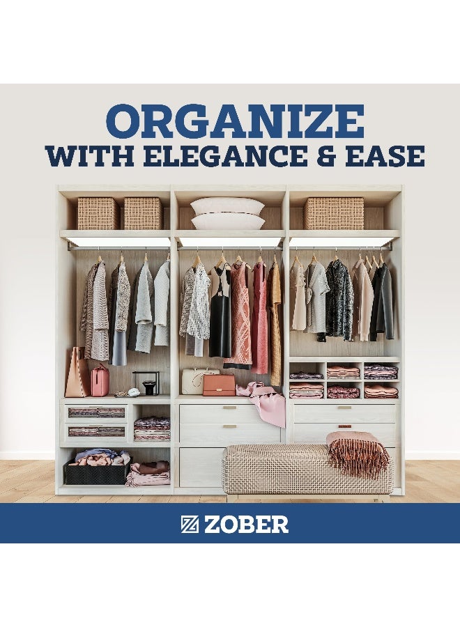 ZOBER - Wooden Hangers 20 Pack - Non Slip Wood Clothes Hanger For Suits Pants Jackets W Bar And Cut Notches - Heavy Duty Clothing Hanger Set - Coat Hangers For Closet - Vintage Ivory 44.5x22.86x0.5cm - Image 1