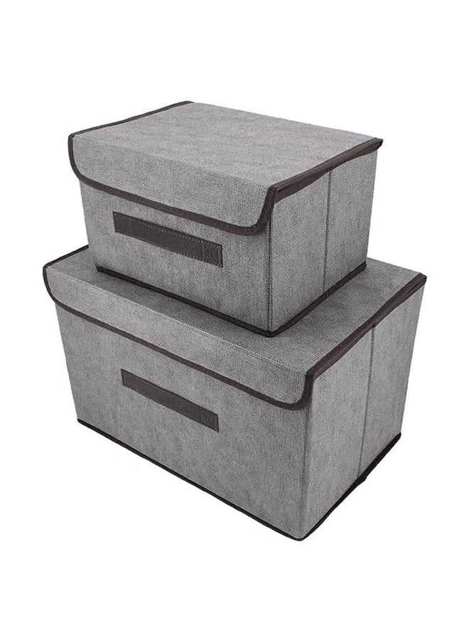 Pack Of 2 Foldable Storage Box With Lid Multicolour 36x23x24cm - Image 1