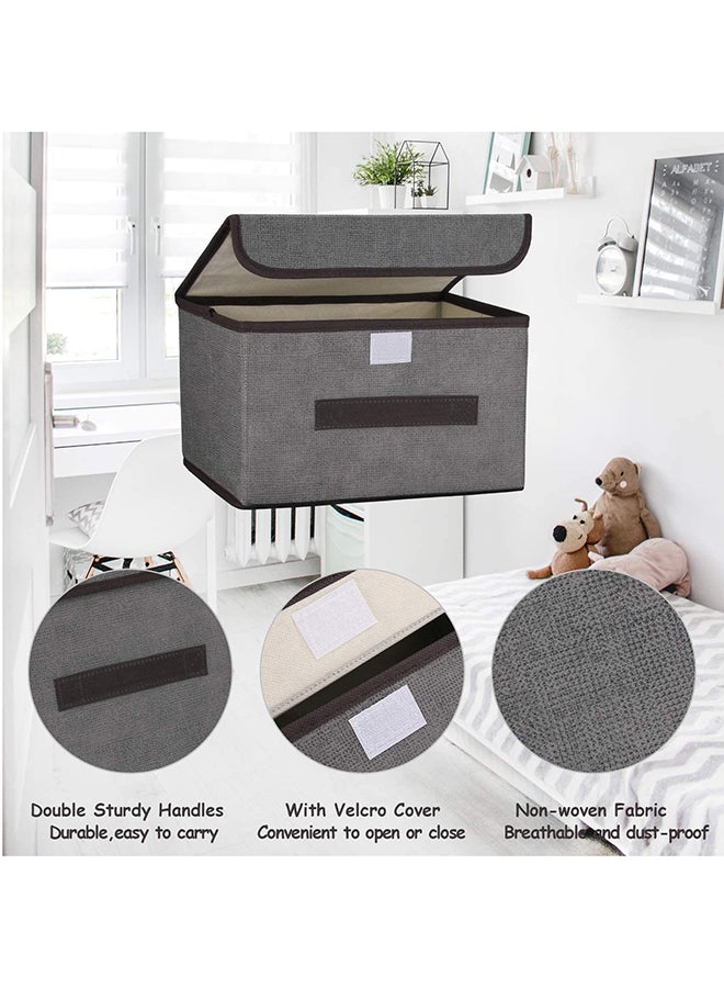 Pack Of 4 Foldable Storage Box With Lid Grey 36x23x24cm - Image 5