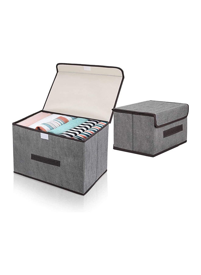Pack Of 4 Foldable Storage Box With Lid Grey 36x23x24cm - Image 4