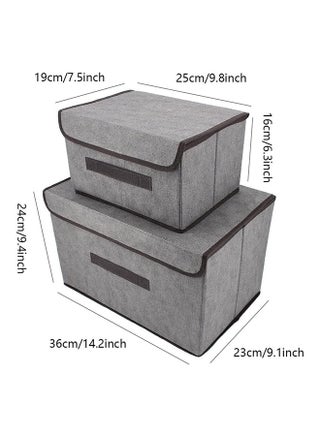 Pack Of 4 Foldable Storage Box With Lid Grey 36x23x24cm - view 3