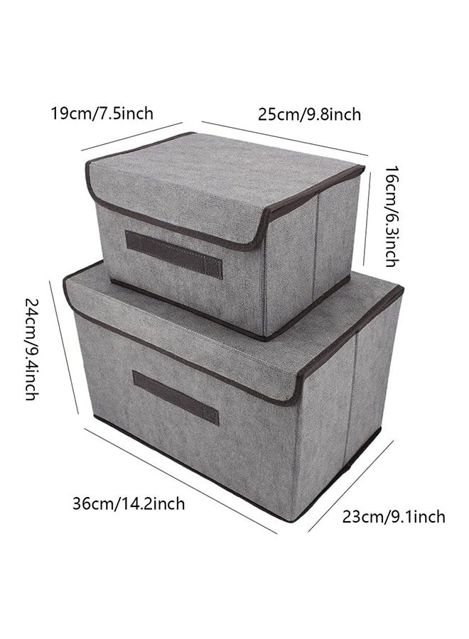 Pack Of 4 Foldable Storage Box With Lid Grey 36x23x24cm - Image 3