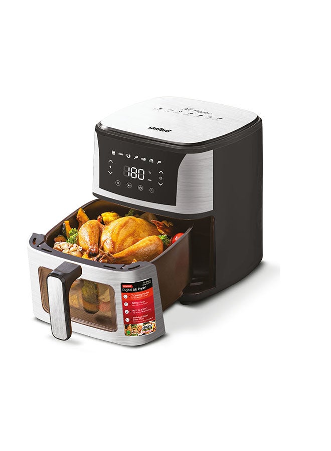 Sanford Digital Air Fryer  7 Smart Cooking Modes, Visible Window, Oil-Free Technology with 360° Heat Circulation for Perfectly Crispy Results 5.5 L 1500 W SF2450AF BS Black - Image 2