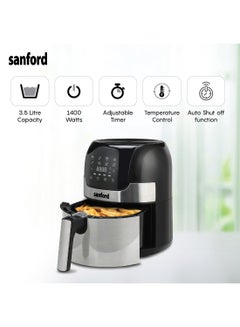 سانفورد مقلاة هوائية رقمية سعة 2.5 لتر 3.5 L 1400 W SF2453AF BS أسود  - Image 2
