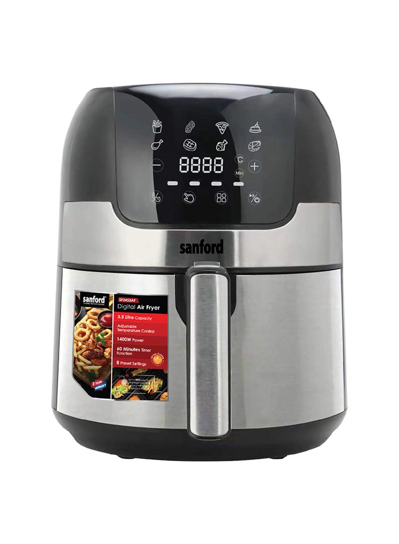 Digital Air Fryer with Touch,8 Preset Menus, Oil Free Cooking, Advanced Vortex Technology, Adjustable Timer & Temperature,Auto Shut-off Function 3.5 L 1400 W SF2453AF BS Black & Silver - pnsku/N51349189A/45/_/1709827047/3eb08191-b829-410c-85e1-1fa6be6b752f