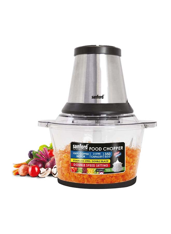 Sanford - Multifunctional Food Chopper for Vegetable Meat Mincing Garlic Peeler 1.8 L 400 W SF5584FC BS Grey - Image 1