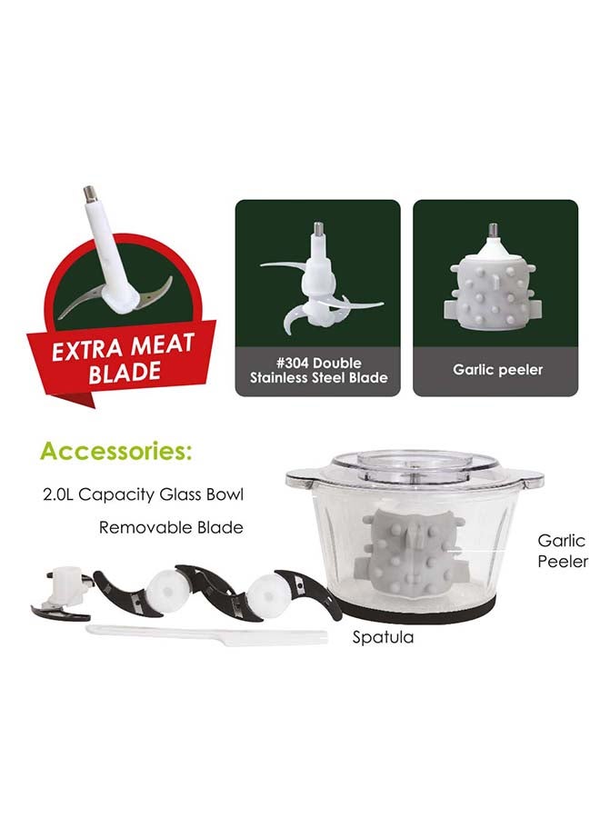 Sanford - Multifunctional Food Chopper for Vegetable Meat Mincing Garlic Peeler 1.8 L 400 W SF5584FC BS Grey - Image 1