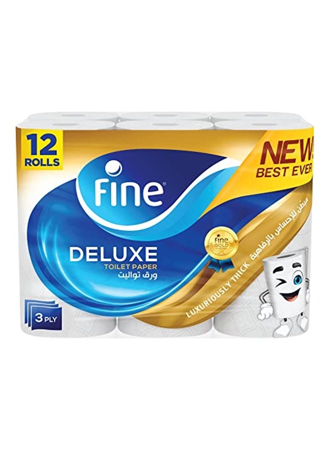Fine - Deluxe Toilet Paper, 12 Rolls White - Image 1