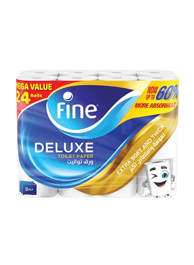 Deluxe Toilet Paper 3 Ply, 24 Rolls x 140 Sheets, White - pnsku/N51350705A/45/_/1704435431/11be5fd5-a122-4a84-b603-a37dc0d3c24d