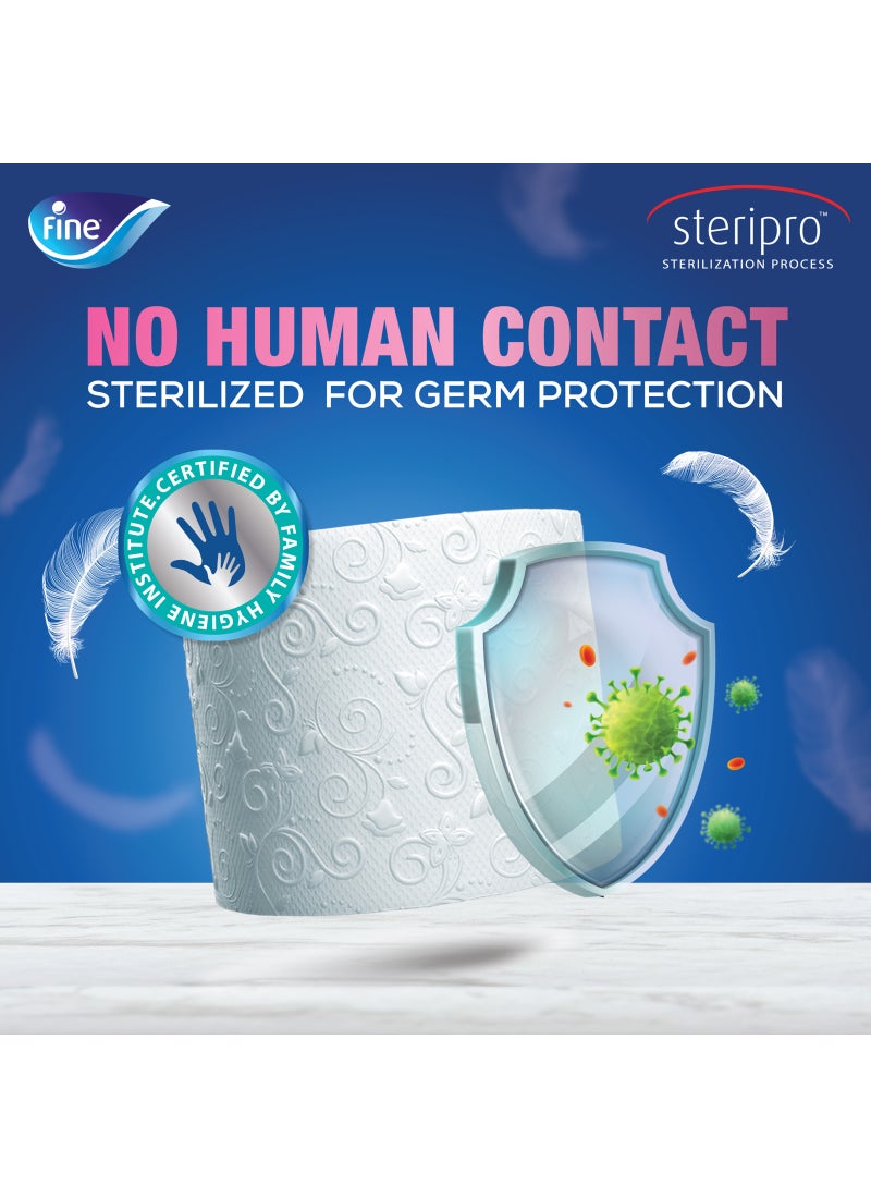 فاين عبوة ورق مرحاض من طبقتين ماص ومعقم وناعم وقابل للتخلص منه في المرحاض، مكونة من 8 لفافات أبيض - Image 4