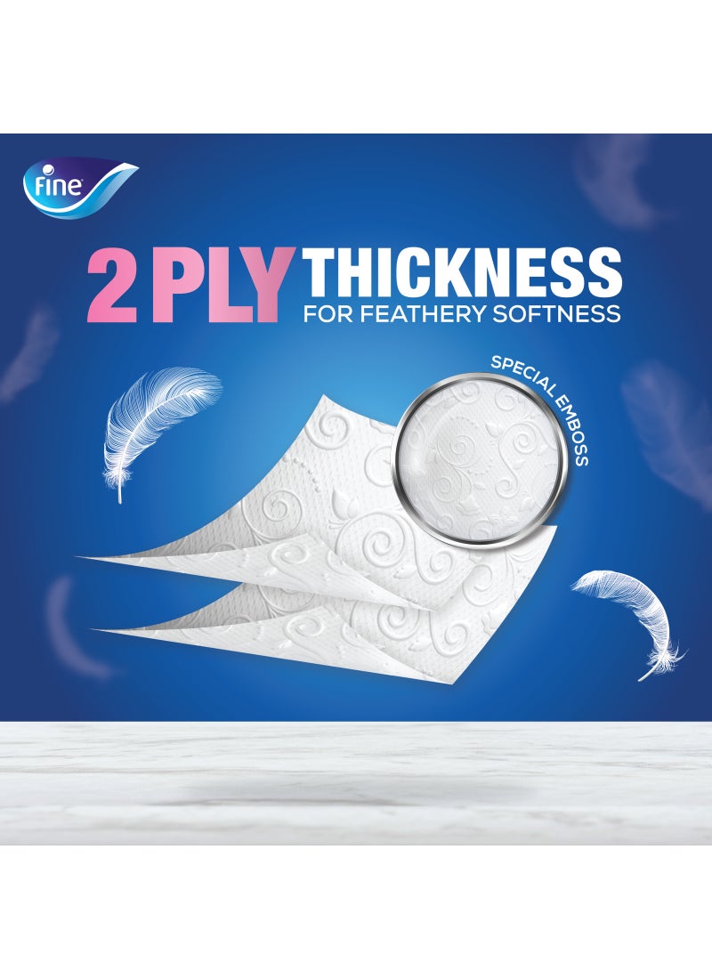 فاين عبوة ورق مرحاض من طبقتين ماص ومعقم وناعم وقابل للتخلص منه في المرحاض، مكونة من 8 لفافات أبيض - Image 3