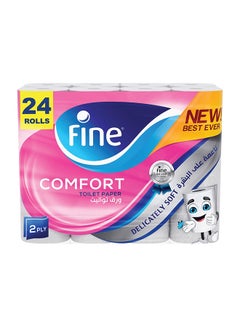 Fine Comfort Toilet Paper 2 Ply, 24 Rolls x 180 Sheets White  - Image 1