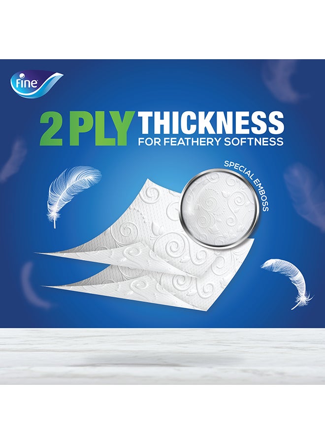 فاين عبوة ورق مرحاض من طبقتين ماص ومعقم وناعم وقابل للتخلص منه في المرحاض ويدوم لفترة طويلة مكونة من 10 لفافات بعدد 250 منديلاً باللفافة الواحدة أبيض - Image 2