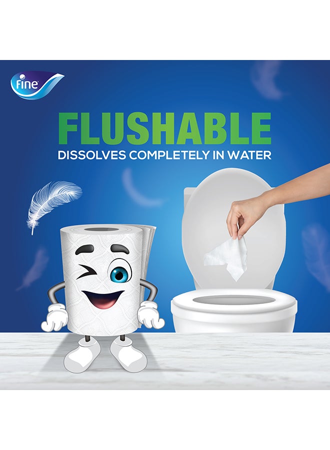 فاين عبوة ورق مرحاض من طبقتين ماص ومعقم وناعم وقابل للتخلص منه في المرحاض ويدوم لفترة طويلة مكونة من 10 لفافات بعدد 250 منديلاً باللفافة الواحدة أبيض - Image 4