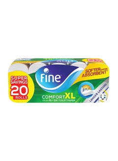 Comfort XL Toilet Paper 2 Ply, 20 Rolls x 250 Sheets White