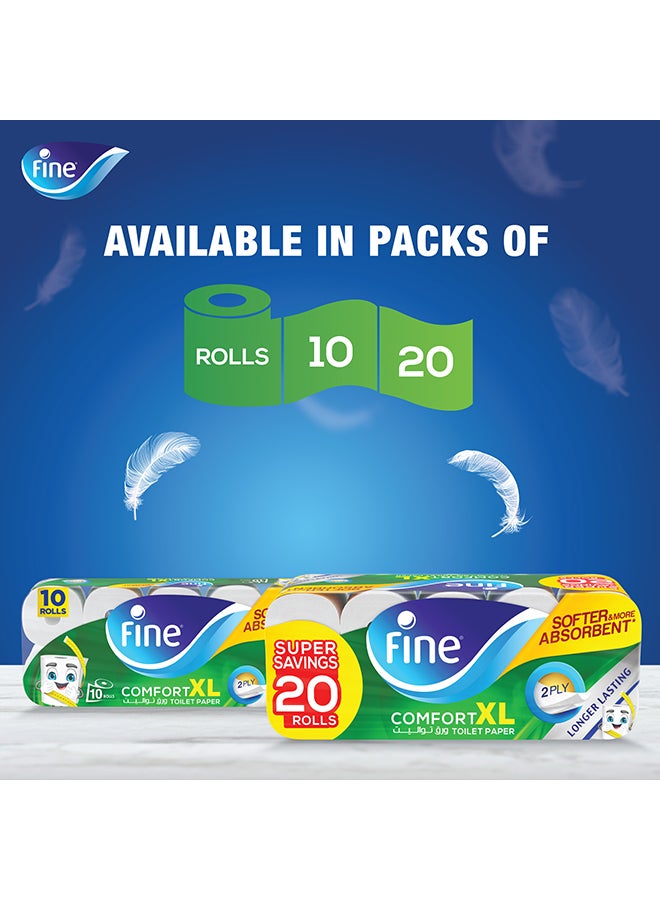 فاين عبوة ورق مرحاض من طبقتين ماص ومعقم وناعم وقابل للتخلص منه في المرحاض ويدوم لفترة طويلة، مكونة من 20 لفافة أبيض - Image 5