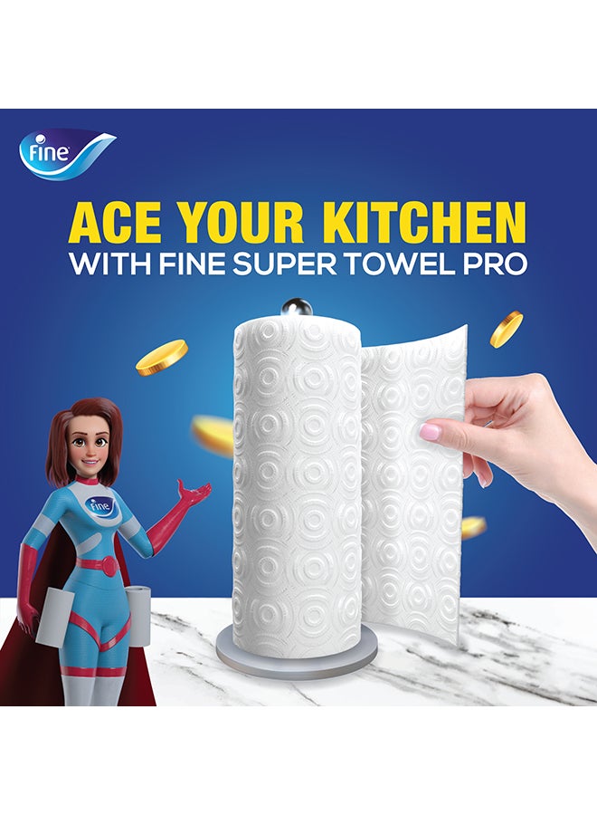Fine - Kitchen Tissue Roll Super Towel Pro , 4 Rolls White - Image 1