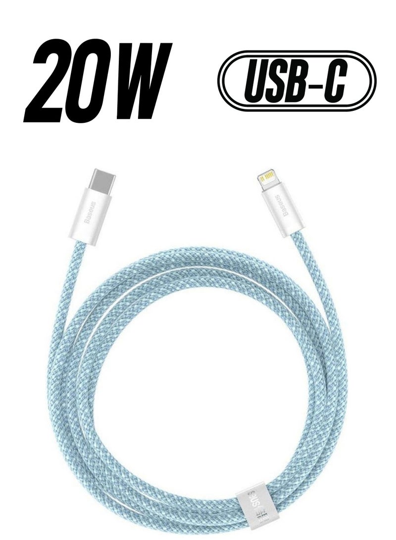 Baseus Dynamic Series Fast Charging Type-C Cable To Apple iPhone Power Delivery 20W 2.4A Charger Cord Compatible With Apple iPhone 13/12/11/XS Max/XS/XR/8/7/6S/6/5, iPad And More 2m Blue  - Image 1