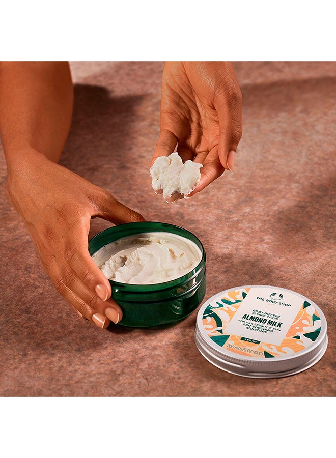 THE BODY SHOP Almond Milk Body Butter – Nourishing Body Moisturiser with 96hr Hydration | Soothes, Protects & Softens Dry, Sensitive Skin | Creamy, Non-Greasy Formula with Almond Milk Extract, White 200ml - Image 4