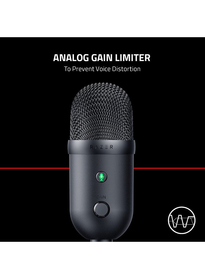 RAZER - Razer Seiren V2 X USB Condenser Microphone for Streaming and Gaming on PC: Supercardioid Pickup Pattern - Integrated Digital Limiter - Mic Monitoring and Gain Control - Built-in Shock Absorber - Black - Image 1