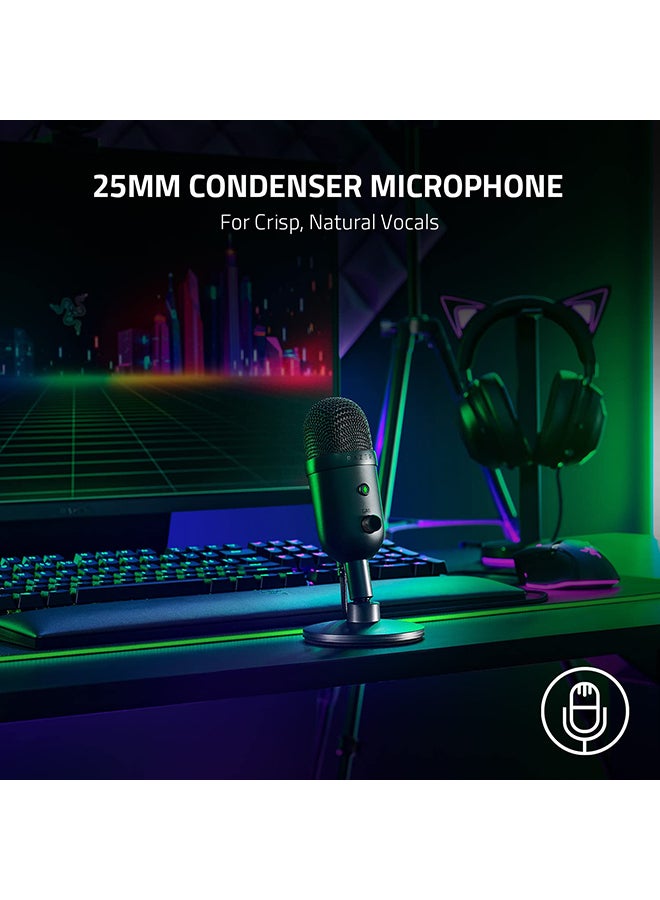 RAZER - Razer Seiren V2 X USB Condenser Microphone for Streaming and Gaming on PC: Supercardioid Pickup Pattern - Integrated Digital Limiter - Mic Monitoring and Gain Control - Built-in Shock Absorber - Black - Image 1
