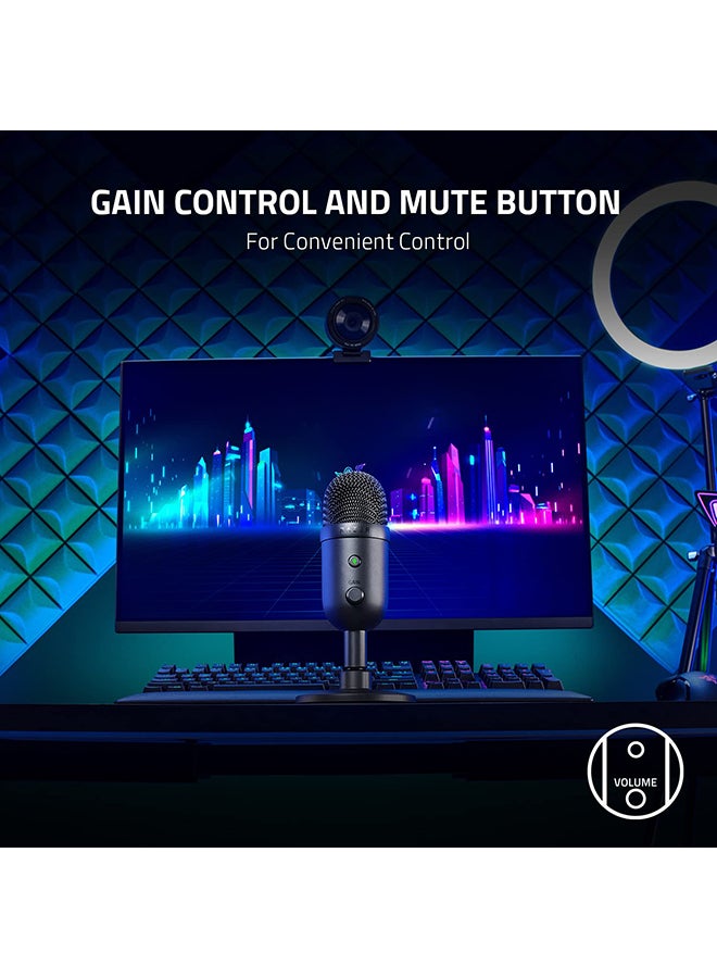 RAZER - Razer Seiren V2 X USB Condenser Microphone for Streaming and Gaming on PC: Supercardioid Pickup Pattern - Integrated Digital Limiter - Mic Monitoring and Gain Control - Built-in Shock Absorber - Black - Image 1