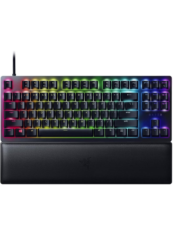 ريزر - لوحة مفاتيح الألعاب الضوئية Razer Huntsman V2 بدون مفتاح، مفاتيح Razer Linear Optical Switches Gen 2، Doubleshot PBT Keycaps، مفتاح بصري خطي رغوي لتخفيف الصوت، أحمر أمريكي - أسود - Image 1