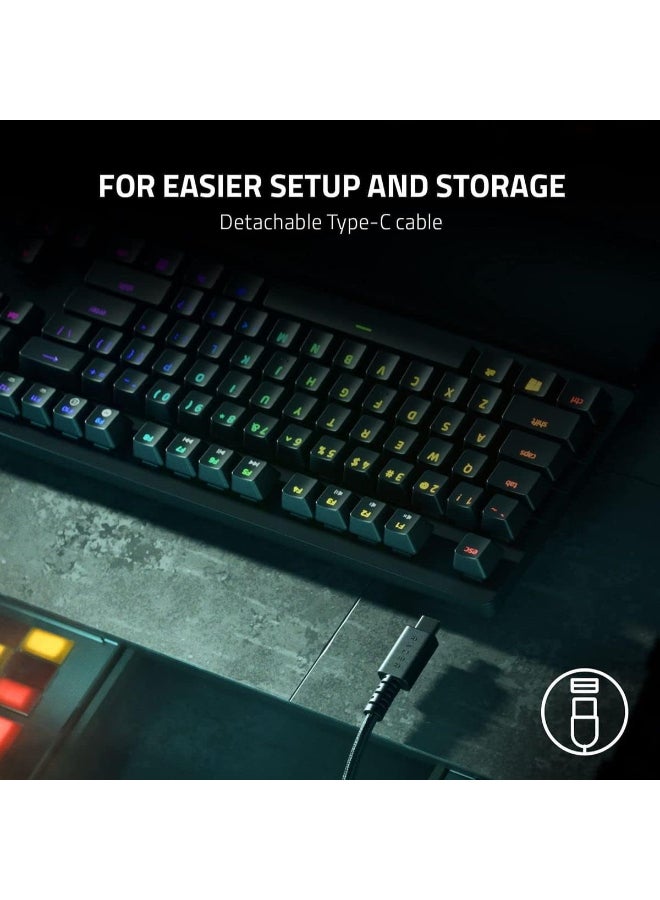 ريزر - لوحة مفاتيح الألعاب الضوئية Razer Huntsman V2 بدون مفتاح، مفاتيح Razer Linear Optical Switches Gen 2، Doubleshot PBT Keycaps، مفتاح بصري خطي رغوي لتخفيف الصوت، أحمر أمريكي - أسود - Image 1