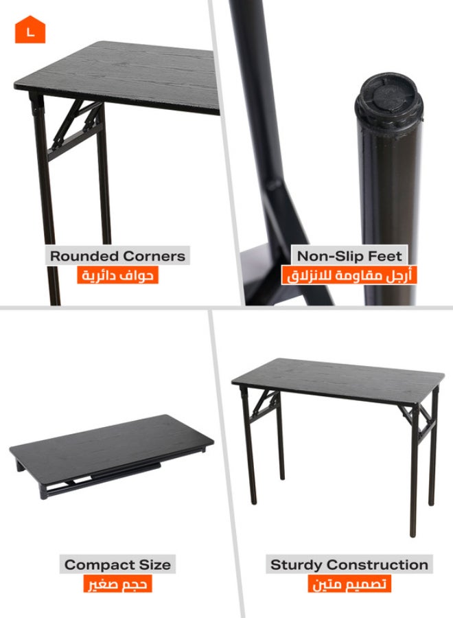 Generic Black Foldable Table - Portable, Lightweight, and Space-Saving Design for Indoor and Outdoor Use | Portable Folding table, Multipurpose Outdoor, Indoor, Picnic, Camping, Travel Utility table. Black  - Image 4