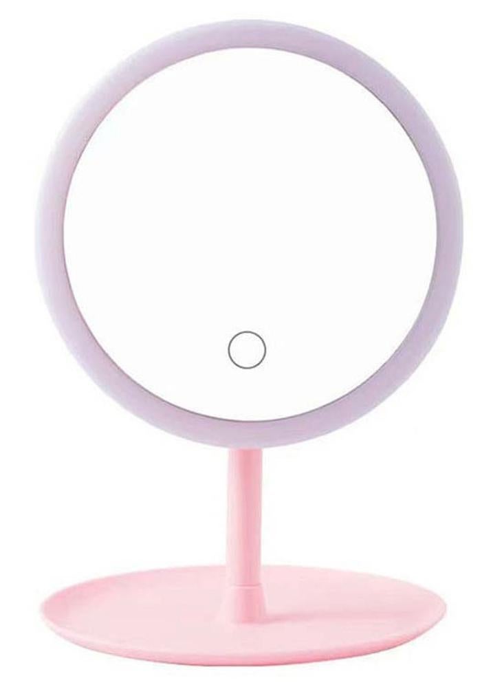 روك بو مرآة لوضع مستحضرات التجميل مزودة بمصابيح وردي - Image 1