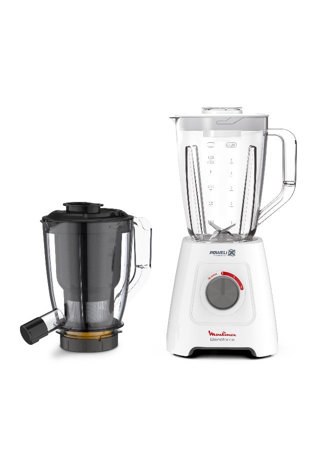 مولينكس بليند فورس 2 في 1، خلاط مع وعاء عصارة، إبريق بلاستيكي، صحي ومريح 2.0 لتر 600.0 واط LM42Q127 أبيض 2 L 600 W LM42Q127 أبيض - Image 1