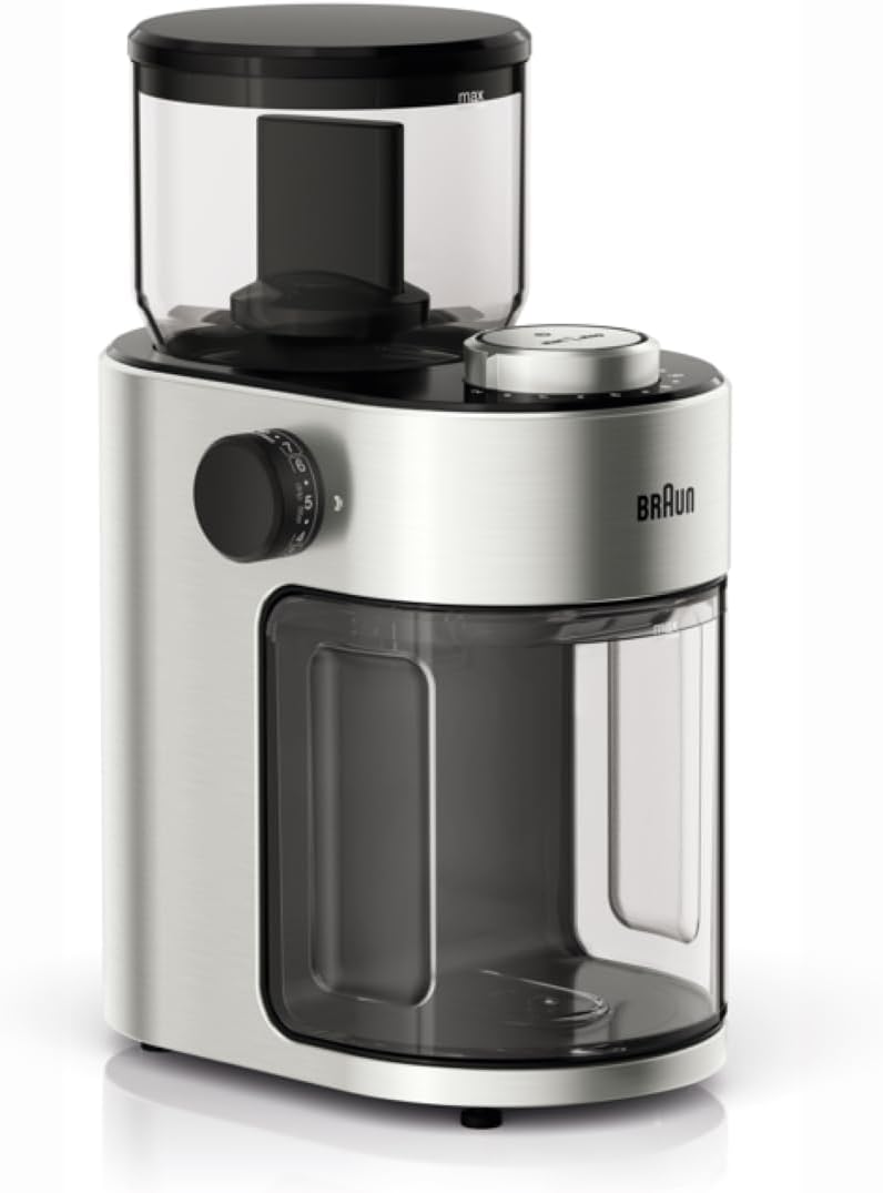 BRAUN Coffee Grinder, 110W, 220g Bean Container Capacity, 15 grind Setting, Drip Filter, Overheat Protection 0.22 kg 110 W KG7070 Silver - Image 1