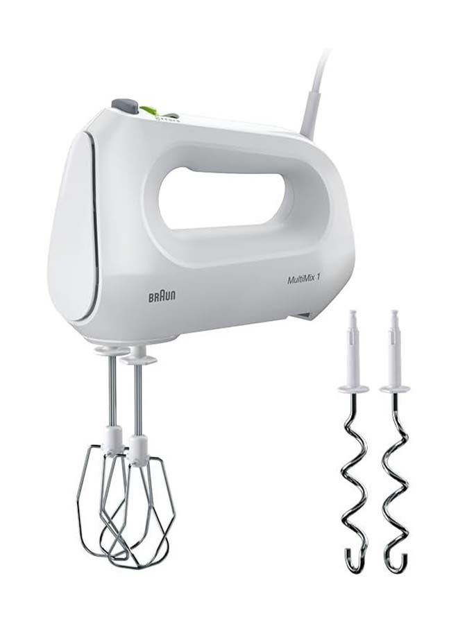 BRAUN Hand Mixer, 4 Speeds Turbo, Smart Mix, 2 Stainless Steel Whisks, 2 Stainless Steel Hooks 400 W HM1010WH White - Image 1