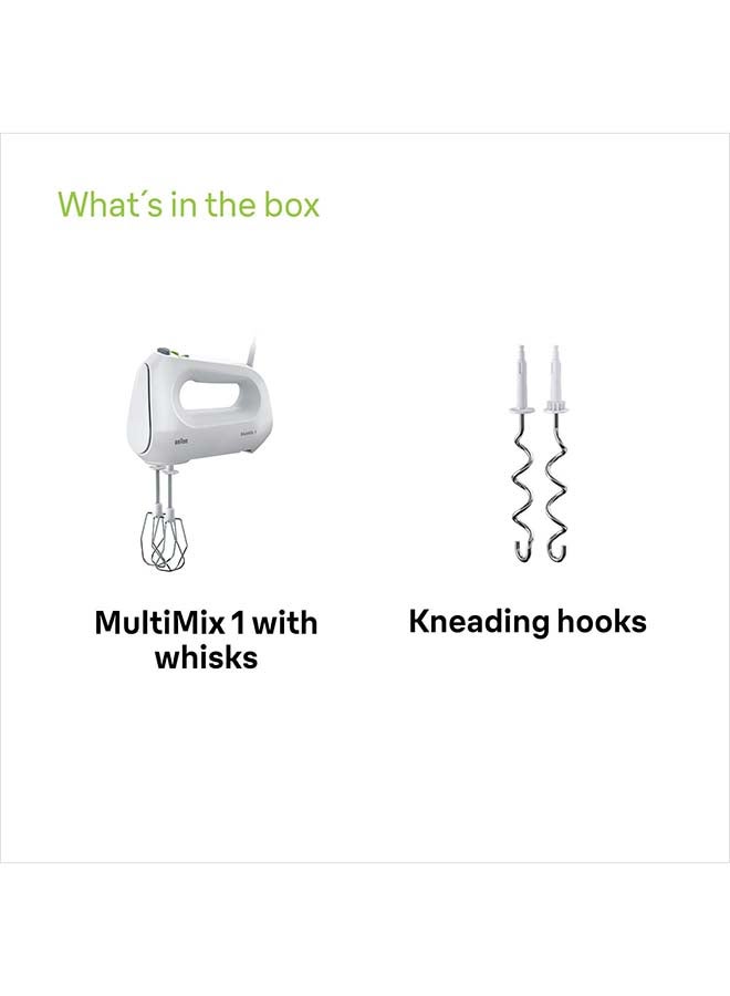 BRAUN Hand Mixer, 4 Speeds Turbo, Smart Mix, 2 Stainless Steel Whisks, 2 Stainless Steel Hooks 400 W HM1010WH White - Image 5