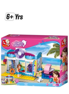 Sluban M38-B0603 180-Piece Unique Mini-Figure Design Girl's Dream Beach Shop Building Set, Multicolour 180 6+ Years  - Image 1