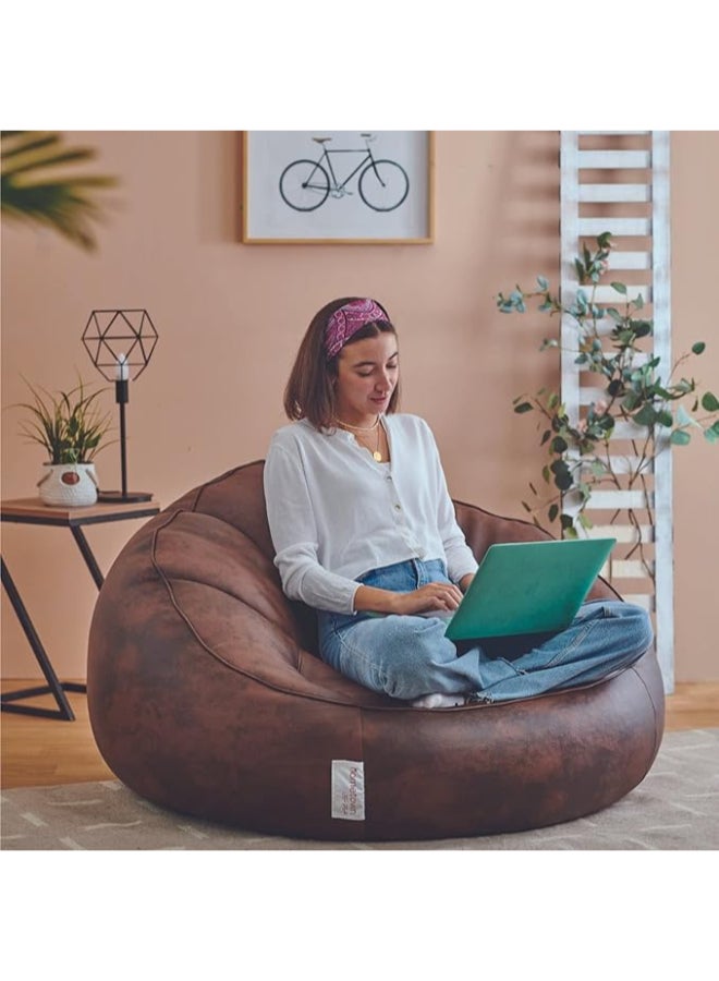 Leather Plain-Large Beanbags Brown largecm
