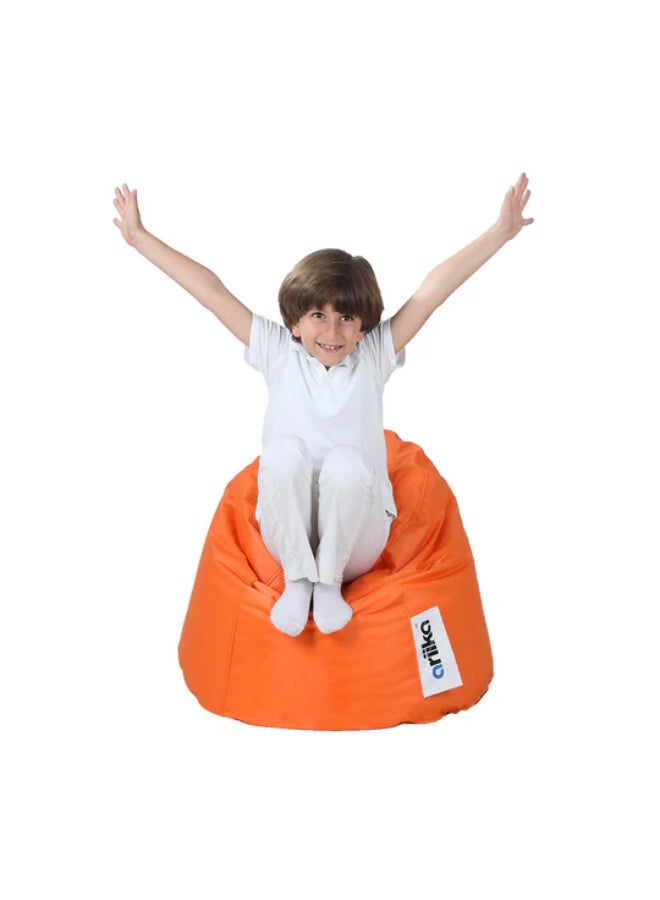 Ariika Leather Small Puff Bean Bag Orange 78 × 50cm  - Image 2