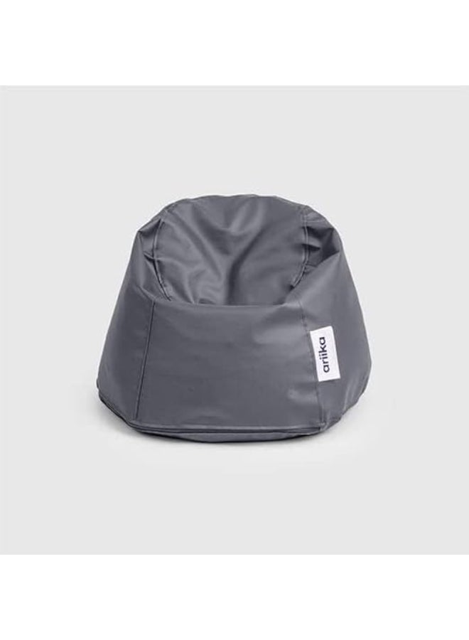 Leather Small Puff Bean Bag Grey 78 × 50cm