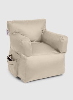 Leather Mighty Bean Bag Beige 75 × 78 × 92cm