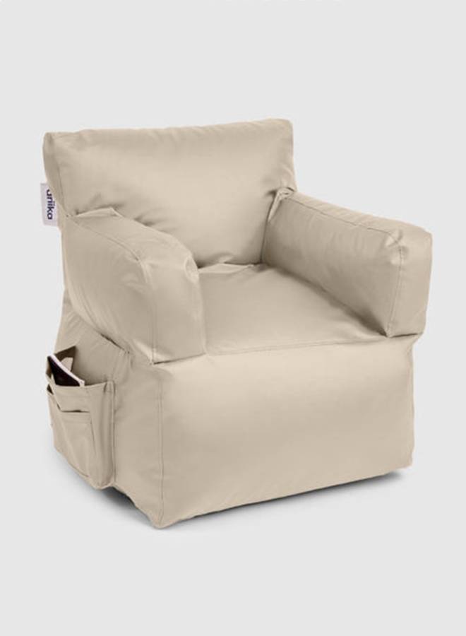 Ariika - Leather Mighty Bean Bag Beige 75 × 78 × 92cm - Image 1