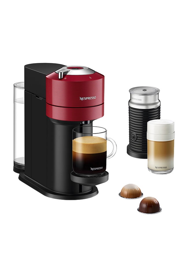 Nespresso Vertuo Next Red, Coffee Machine With Aerocino Milk Frother 1.1 L 1400 W GCV1-GB-RE-NE/3694BK Red/Black 