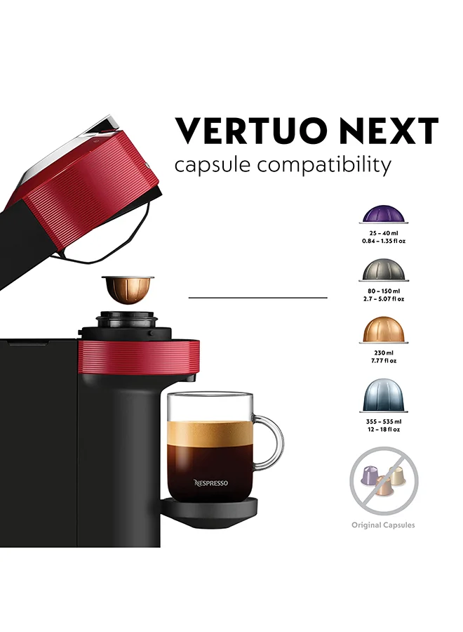Nespresso Vertuo Next Bundle 1.1 L 1500 W GCV1-RE-3694-BK Red
