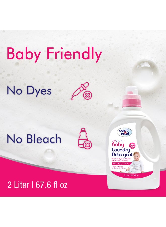 Cool & Cool Baby Laundry Detergent 2 Liters - Gentle, Effective and Thorough Cleaning, Dye Free & Bleach Free,Safe for Babies and Kids  - Image 4