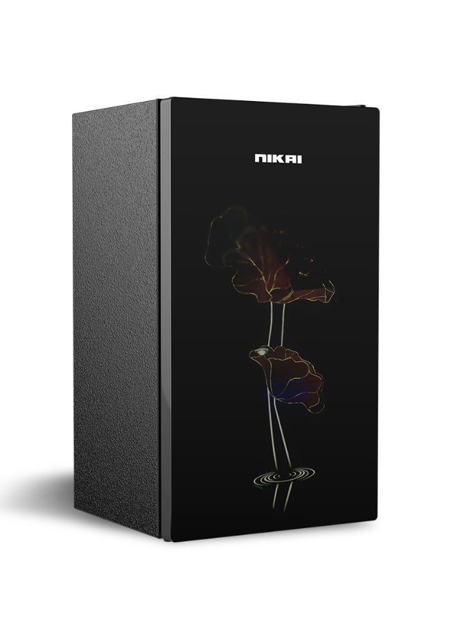 NIKAI 140L Gross / 90L Net, Single Door Refrigerator With Glass Finish, 2L Bottle Holder, Glass Shelves, Separate Chiller Compartment, Ideal Mini Fridge For Home, Kitchen, Bedroom, Office And Bar 282 kW NRF140G Black - Image 1