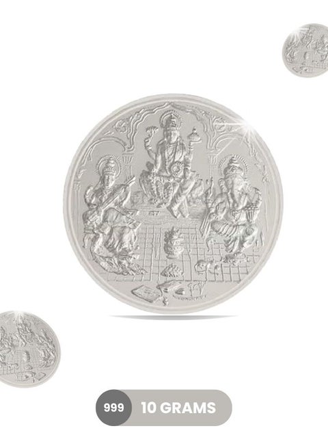 Pure 999 Silver Coin Laxmi Ganesh Saraswati 10g