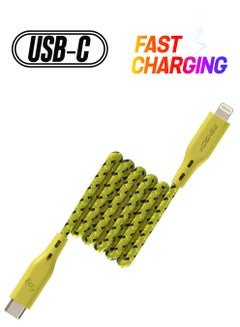 Apple MFi Certified Nylon Braided USB-C To Lightning Data Sync And Charging Cable 2m Yellow