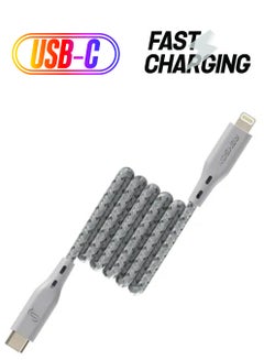 Remson Apple MFi Certified Nylon Braided USB-C To Lightning Data Sync And Charging Cable Grey  - Image 1