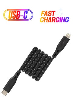 Apple MFi Certified Nylon Braided USB-C To Lightning Data Sync And Charging Cable 3m Black